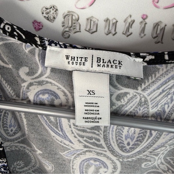 White House Black Market shirt ruffles Black and White Paisley Tank Top - Picture 8 of 9